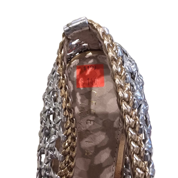 Anthropology CECELIA NEW YORK Metallic Woven Pointed-Toe Flats - Picture 8 of 9